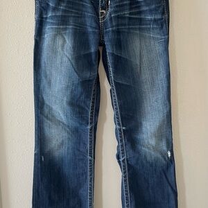 Big Star Sz 27 R Miki Bootcut Dark Thick Stitch Blue Women’s Jeans